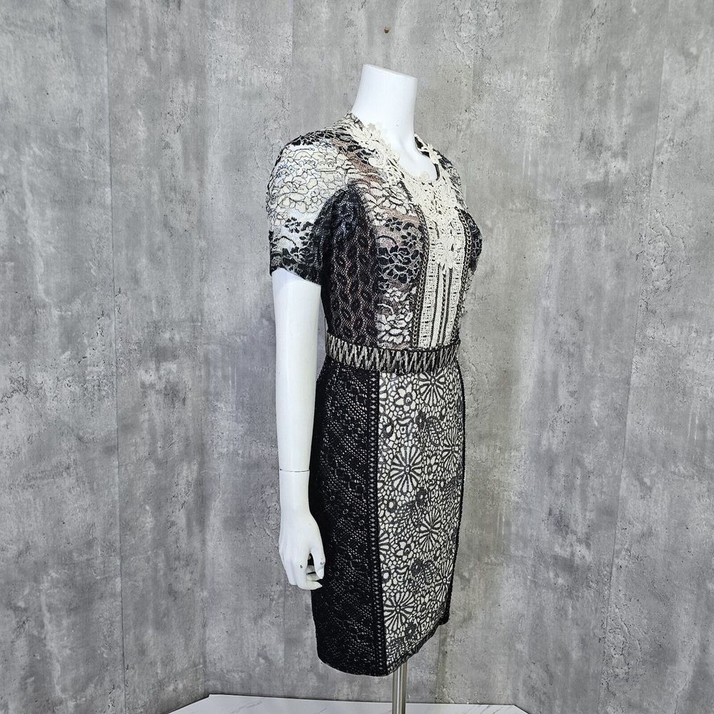 Beguile by Byron Lars 4‎ Melange Cream Black Lace Dress Cocktail Elegant Chic - Picture 6 of 10